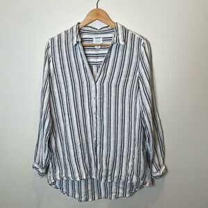 Sigrid Olsen Linen Button Down Top Size Medium